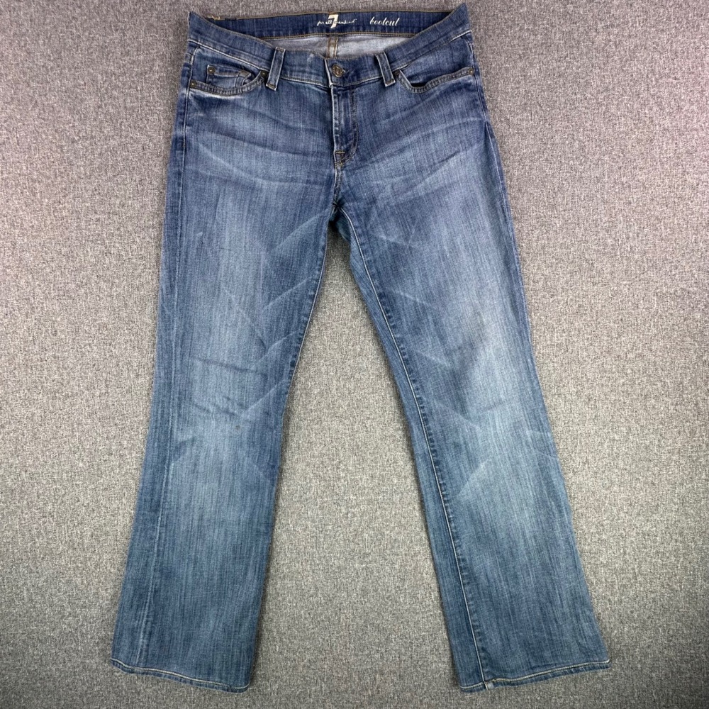7 For All Mankind Jeans Women 29 Bootcut Blue AU075Y925 Whiskered Stretch